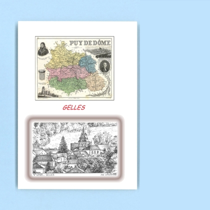 Cartes Postales impression Noir avec dpartement sur la ville de GELLES Titre : vue