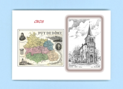 Cartes Postales impression Noir avec dpartement sur la ville de CROS Titre : eglise