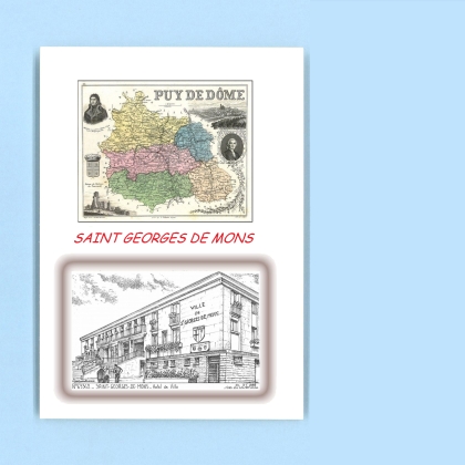 Cartes Postales impression Noir avec dpartement sur la ville de ST GEORGES DE MONS Titre : hotel de ville
