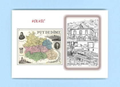 Cartes Postales impression Noir avec dpartement sur la ville de VOLVIC Titre : mairie