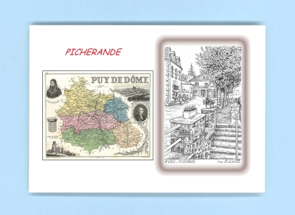 Cartes Postales impression Noir avec dpartement sur la ville de PICHERANDE Titre : vue