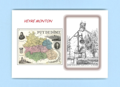 Cartes Postales impression Noir avec dpartement sur la ville de VEYRE MONTON Titre : chapelle de veyre