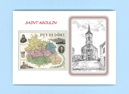 Cartes Postales impression Noir avec dpartement sur la ville de ST AGOULIN Titre : eglise