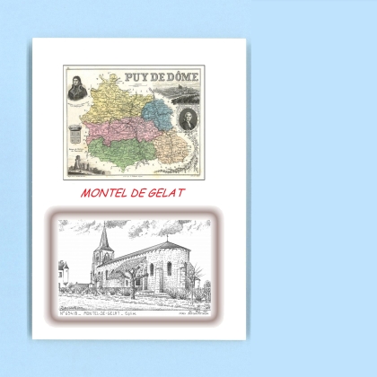Cartes Postales impression Noir avec dpartement sur la ville de MONTEL DE GELAT Titre : eglise