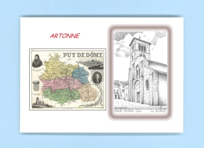 Cartes Postales impression Noir avec dpartement sur la ville de ARTONNE Titre : eglise