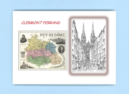 Cartes Postales impression Noir avec dpartement sur la ville de CLERMONT FERRAND Titre : cathedrale