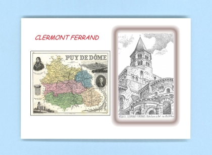 Cartes Postales impression Noir avec dpartement sur la ville de CLERMONT FERRAND Titre : notre dame du port