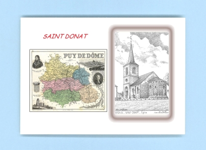 Cartes Postales impression Noir avec dpartement sur la ville de ST DONAT Titre : eglise