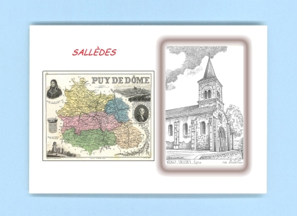 Cartes Postales impression Noir avec dpartement sur la ville de SALLEDES Titre : eglise
