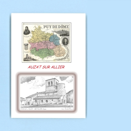 Cartes Postales impression Noir avec dpartement sur la ville de AUZAT SUR ALLIER Titre : eglise