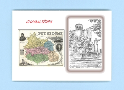 Cartes Postales impression Noir avec dpartement sur la ville de CHAMALIERES Titre : fontaine