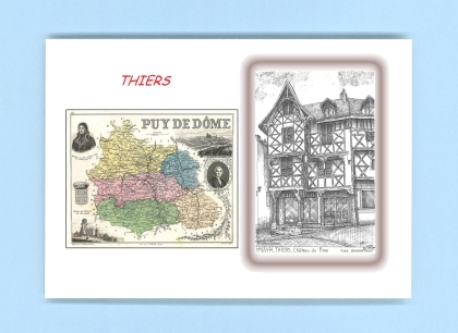Cartes Postales impression Noir avec dpartement sur la ville de THIERS Titre : chateau du pirou