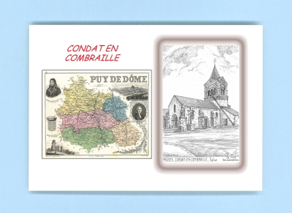 Cartes Postales impression Noir avec dpartement sur la ville de CONDAT EN COMBRAILLE Titre : eglise