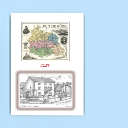 Cartes Postales impression Noir avec dpartement sur la ville de OLBY Titre : mairie