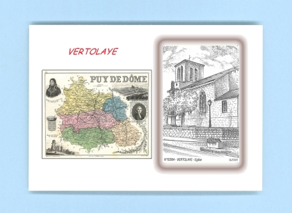 Cartes Postales impression Noir avec dpartement sur la ville de VERTOLAYE Titre : eglise