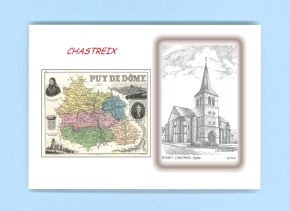 Cartes Postales impression Noir avec dpartement sur la ville de CHASTREIX Titre : eglise