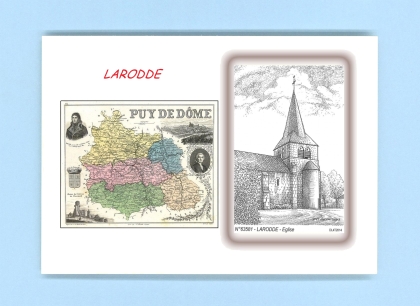 Cartes Postales impression Noir avec dpartement sur la ville de LARODDE Titre : eglise