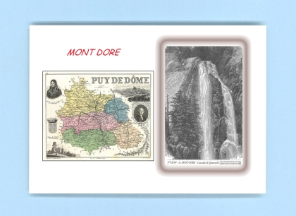 Cartes Postales impression Noir avec dpartement sur la ville de LE MONT DORE Titre : cascade de queureilh