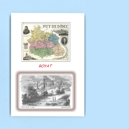 Cartes Postales impression Noir avec dpartement sur la ville de ROYAT Titre : le village