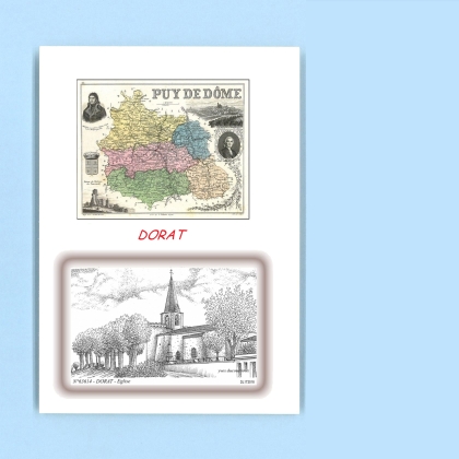 Cartes Postales impression Noir avec dpartement sur la ville de DORAT Titre : eglise