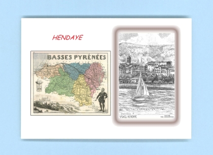 Cartes Postales impression Noir avec dpartement sur la ville de HENDAYE Titre : vue sur fontarabie