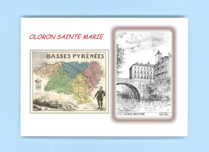 Cartes Postales impression Noir avec dpartement sur la ville de OLORON STE MARIE Titre : vue