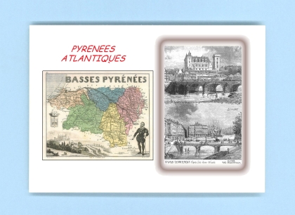 Cartes Postales impression Noir avec dpartement sur la ville de PYRENEES ATLANTIQUES Titre : departement
