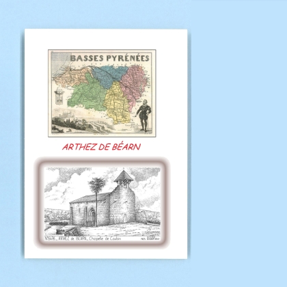 Cartes Postales impression Noir avec dpartement sur la ville de ARTHEZ DE BEARN Titre : chapelle de caubin