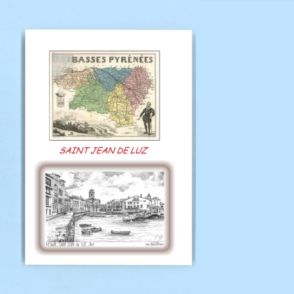 Cartes Postales impression Noir avec dpartement sur la ville de ST JEAN DE LUZ Titre : port