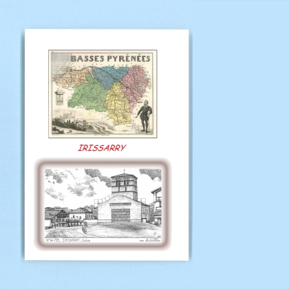 Cartes Postales impression Noir avec dpartement sur la ville de IRISSARRY Titre : eglise