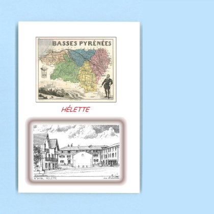 Cartes Postales impression Noir avec dpartement sur la ville de HELETTE Titre : vue