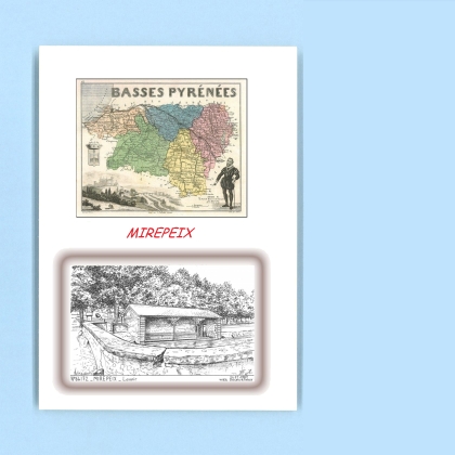 Cartes Postales impression Noir avec dpartement sur la ville de MIREPEIX Titre : lavoir