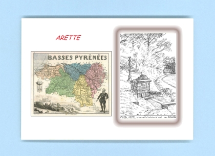 Cartes Postales impression Noir avec dpartement sur la ville de ARETTE Titre : croix et fontaine de salet