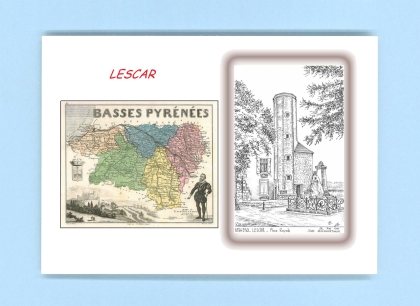 Cartes Postales impression Noir avec dpartement sur la ville de LESCAR Titre : place royale