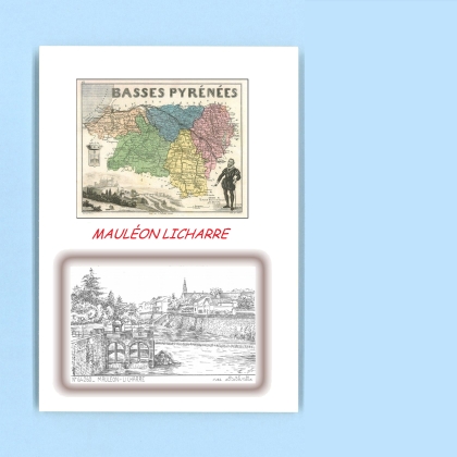 Cartes Postales impression Noir avec dpartement sur la ville de MAULEON LICHARRE Titre : vue