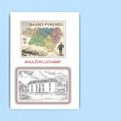 Cartes Postales impression Noir avec dpartement sur la ville de MAULEON LICHARRE Titre : hotel de ville