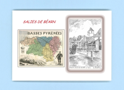 Cartes Postales impression Noir avec dpartement sur la ville de SALIES DE BEARN Titre : le saleys
