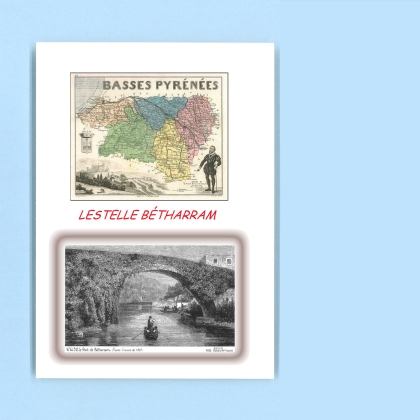 Cartes Postales impression Noir avec dpartement sur la ville de LESTELLE BETHARRAM Titre : le pont de betharram