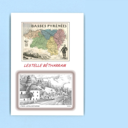 Cartes Postales impression Noir avec dpartement sur la ville de LESTELLE BETHARRAM Titre : vue
