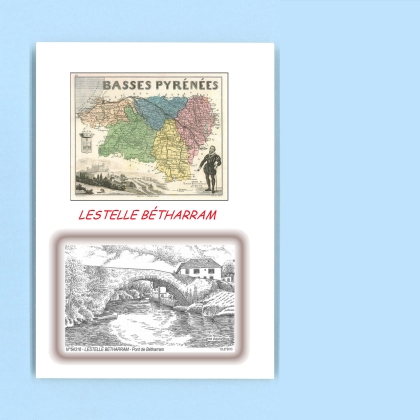 Cartes Postales impression Noir avec dpartement sur la ville de LESTELLE BETHARRAM Titre : pont de betharram