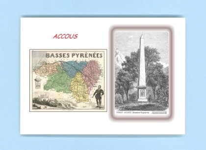 Cartes Postales impression Noir avec dpartement sur la ville de ACCOUS Titre : monument despourrins