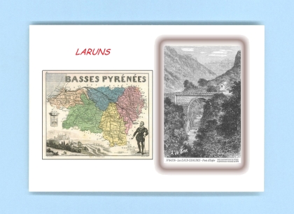 Cartes Postales impression Noir avec dpartement sur la ville de LARUNS Titre : les eaux chaudes, pont d enfer