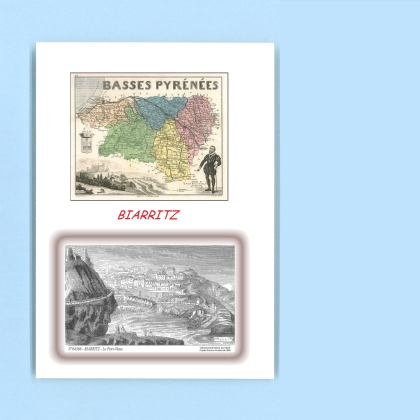 Cartes Postales impression Noir avec dpartement sur la ville de BIARRITZ Titre : le port vieux
