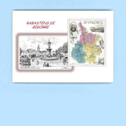 Cartes Postales impression Noir avec dpartement sur la ville de RABASTENS DE BIGORRE Titre : fontaine