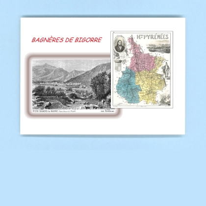 Cartes Postales impression Noir avec dpartement sur la ville de BAGNERES DE BIGORRE Titre : vue