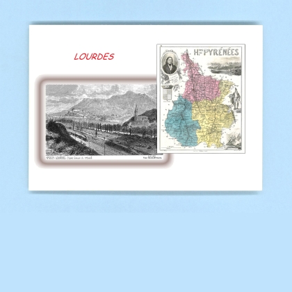 Cartes Postales impression Noir avec dpartement sur la ville de LOURDES Titre : vue