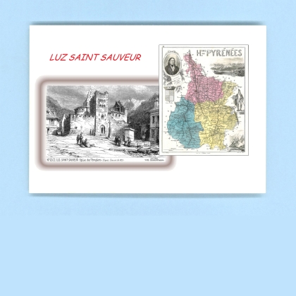 Cartes Postales impression Noir avec dpartement sur la ville de LUZ ST SAUVEUR Titre : eglise des templiers