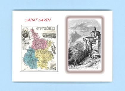 Cartes Postales impression Noir avec dpartement sur la ville de ST SAVIN Titre : vue