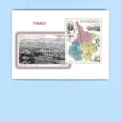 Cartes Postales impression Noir avec dpartement sur la ville de TARBES Titre : vue