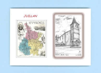 Cartes Postales impression Noir avec dpartement sur la ville de JUILLAN Titre : eglise